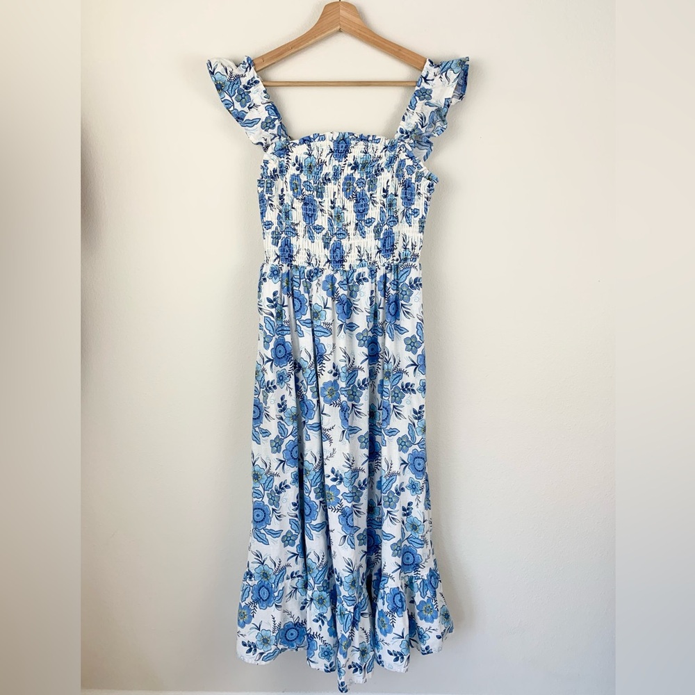 NWT Haute Hippie Blue and White Floral Dress Cottagecore